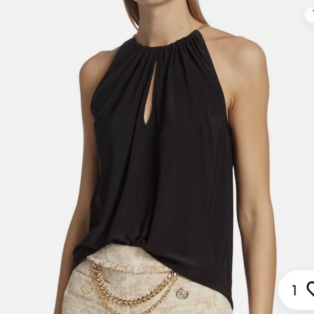 Ramy Brook Black Halter Neck Keyhole Blouse